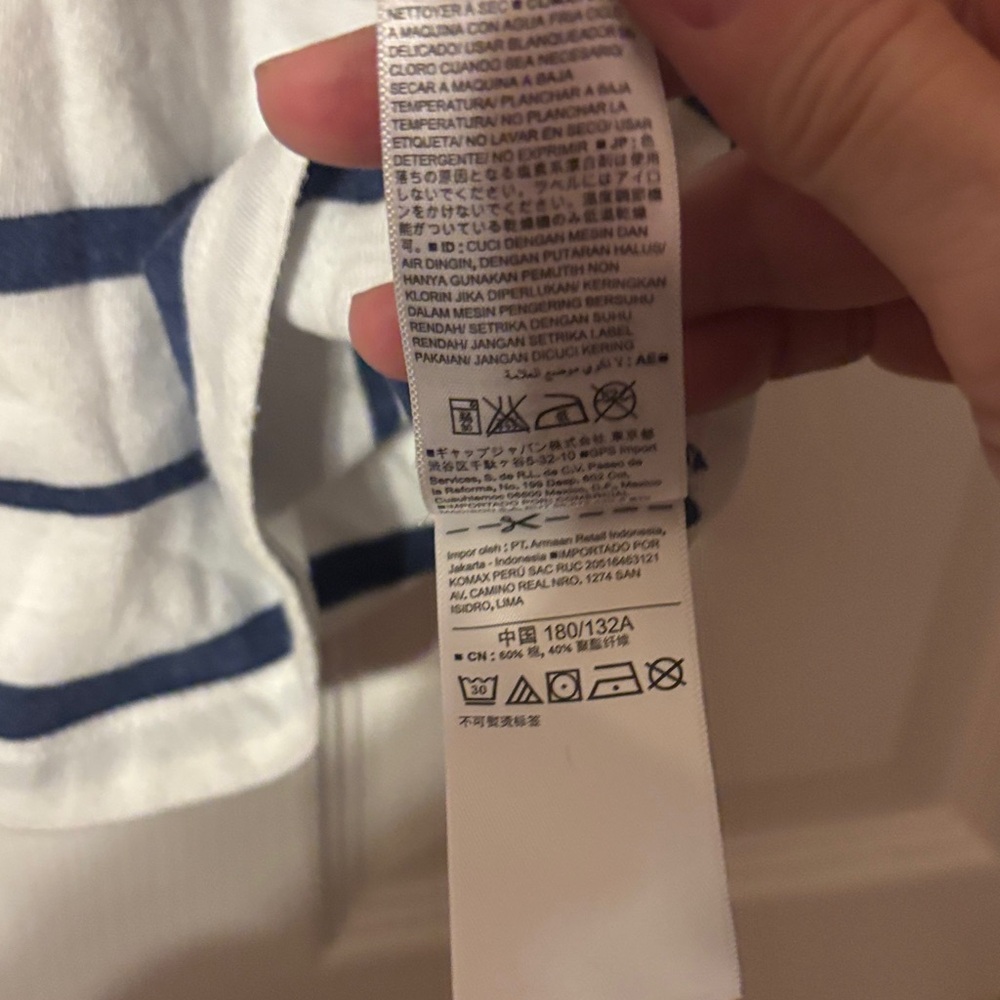 Old Navy White and Navy Striped V-Neck Tee - Picture 5 of 5